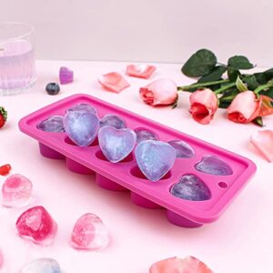 Heart Shaped Silicone Ice Cube Trays, For DIY love Heart Ice Cubes, Chocolate, Candy, Easy Release Ice Cube Mold for Cocktails,Whiskey, Drinks, BPA Free and Dishwasher Safe(2pcs, Pink)