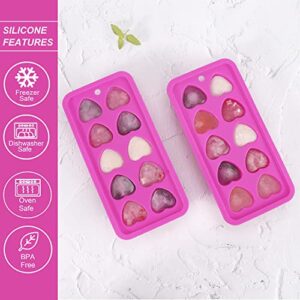 Heart Shaped Silicone Ice Cube Trays, For DIY love Heart Ice Cubes, Chocolate, Candy, Easy Release Ice Cube Mold for Cocktails,Whiskey, Drinks, BPA Free and Dishwasher Safe(2pcs, Pink)