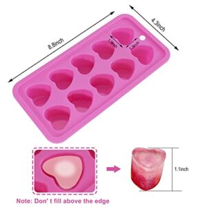 Heart Shaped Silicone Ice Cube Trays, For DIY love Heart Ice Cubes, Chocolate, Candy, Easy Release Ice Cube Mold for Cocktails,Whiskey, Drinks, BPA Free and Dishwasher Safe(2pcs, Pink)