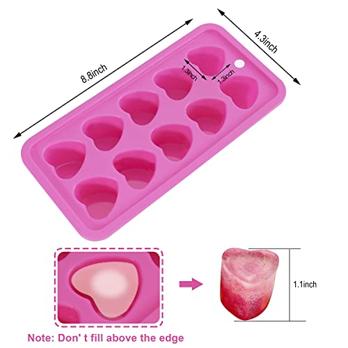 Heart Shaped Silicone Ice Cube Trays, For DIY love Heart Ice Cubes, Chocolate, Candy, Easy Release Ice Cube Mold for Cocktails,Whiskey, Drinks, BPA Free and Dishwasher Safe(2pcs, Pink)