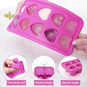 Heart Shaped Silicone Ice Cube Trays, For DIY love Heart Ice Cubes, Chocolate, Candy, Easy Release Ice Cube Mold for Cocktails,Whiskey, Drinks, BPA Free and Dishwasher Safe(2pcs, Pink)