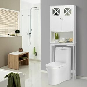 tuochufun over the toilet cabinet with doors - 2-door over the toilet bathroom storage cabinet with adjustable shelf
