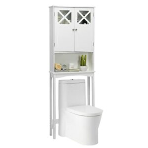 TUOCHUFUN Over The Toilet Cabinet with Doors - 2-Door Over The Toilet Bathroom Storage Cabinet with Adjustable Shelf