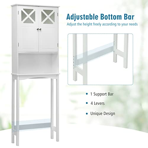 TUOCHUFUN Over The Toilet Cabinet with Doors - 2-Door Over The Toilet Bathroom Storage Cabinet with Adjustable Shelf