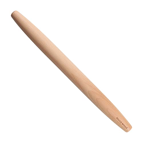 Muso Wood Wooden French Rolling Pin for Baking, Beech Wood Tapered Rolling Pin for Fondant Pie Crust Cookie Pastry(French 15.75-Inch)