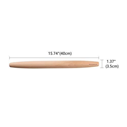 Muso Wood Wooden French Rolling Pin for Baking, Beech Wood Tapered Rolling Pin for Fondant Pie Crust Cookie Pastry(French 15.75-Inch)