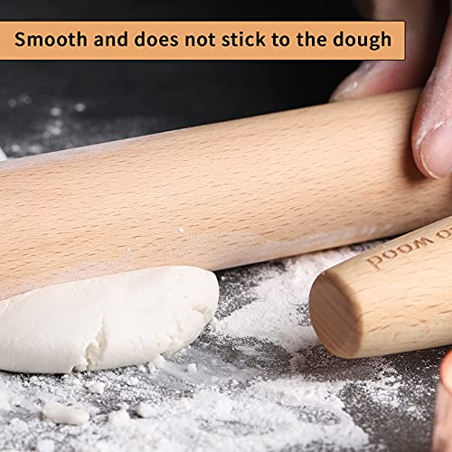 Muso Wood Wooden French Rolling Pin for Baking, Beech Wood Tapered Rolling Pin for Fondant Pie Crust Cookie Pastry(French 15.75-Inch)