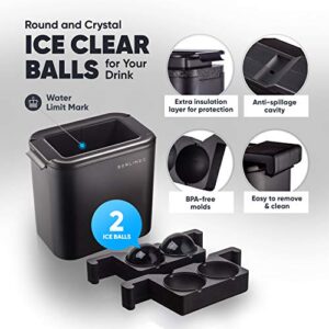 Premium Berlinzo Clear Ice Ball Maker - Whiskey Ice Ball Maker Mold Large 2.4 Inch - Crystal Clear Ice Maker Sphere - Clear Ice Cube Maker with Storage Bag - Clear Ice Mold for Ball Ice Maker