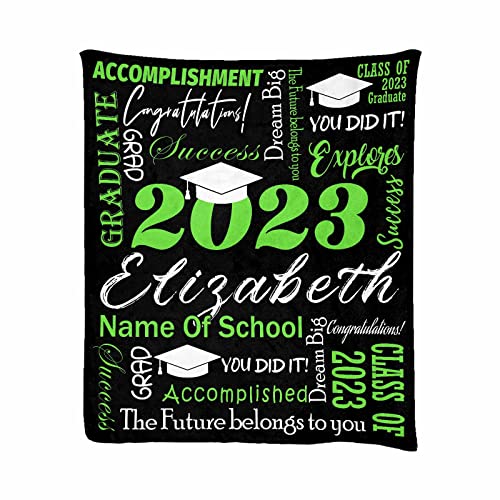 Vesserd Personalized College Graduation 2023 Blanket, Custom You Did It Graduate 2023 Green Blankets Custom Graduation Gifts Throw Blankets for Niece Grandson 30x40