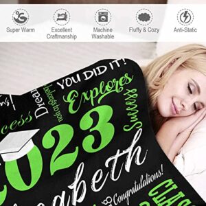 Vesserd Personalized College Graduation 2023 Blanket, Custom You Did It Graduate 2023 Green Blankets Custom Graduation Gifts Throw Blankets for Niece Grandson 30x40