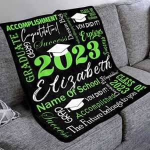 Vesserd Personalized College Graduation 2023 Blanket, Custom You Did It Graduate 2023 Green Blankets Custom Graduation Gifts Throw Blankets for Niece Grandson 30x40