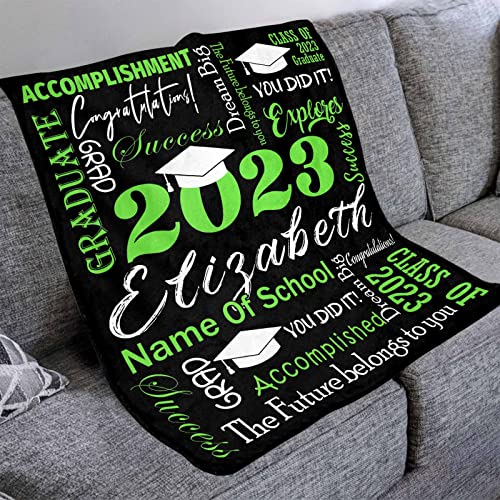 Vesserd Personalized College Graduation 2023 Blanket, Custom You Did It Graduate 2023 Green Blankets Custom Graduation Gifts Throw Blankets for Niece Grandson 30x40