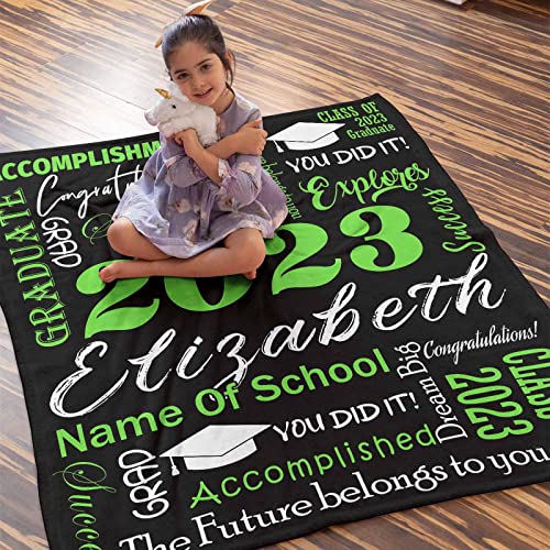 Vesserd Personalized College Graduation 2023 Blanket, Custom You Did It Graduate 2023 Green Blankets Custom Graduation Gifts Throw Blankets for Niece Grandson 30x40