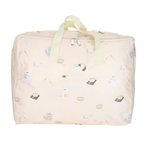 vaduma foldable portable storage bag double zipper design moving bags totes quilt pillow blanket organizing bag(beige cat)