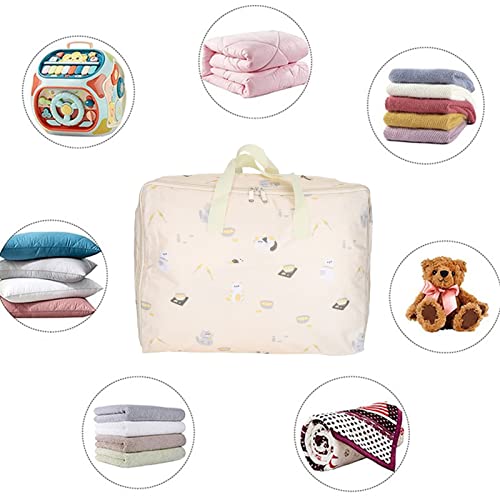 VADUMA Foldable Portable Storage Bag Double Zipper Design Moving Bags Totes Quilt Pillow Blanket Organizing Bag(Beige cat)