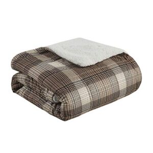 woolrich lumberjack luxury softspun d/a filled throw brown 50x70 plaid premium soft cozy cozy spun for bed, couch or sofa