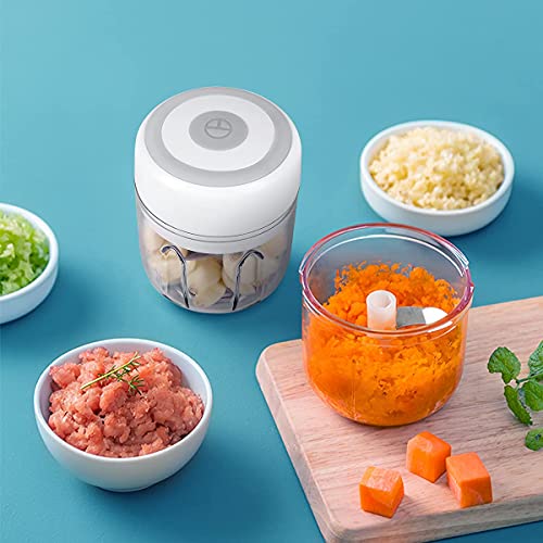 Electric Mini Garlic Chopper, Portable Food Processor, Vegetable Chopper Onion Mincer, Cordless Meat Grinder with USB Charging for Vegetable, Pepper, Onion, Baby Food, Seasoning, Nuts (BPA-Free)