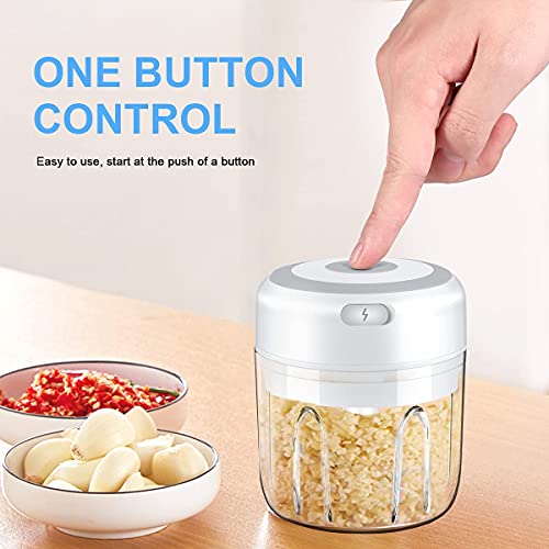 Electric Mini Garlic Chopper, Portable Food Processor, Vegetable Chopper Onion Mincer, Cordless Meat Grinder with USB Charging for Vegetable, Pepper, Onion, Baby Food, Seasoning, Nuts (BPA-Free)