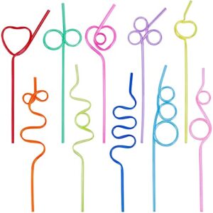 tomnk 60pcs crazy straws silly colorful drinking straws fun varied twists straws for kids, birthday party