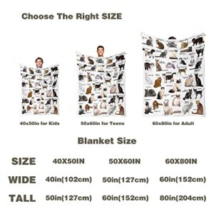 Cute Cat Blanket for Mens Womens, Ultra Soft Adults Cat Throw Blanket for Cat Lovers, Lightweight Cozy Cat Gifts Blanket for Christmas Thanksgiving Bed Couch Sofa 60x80in