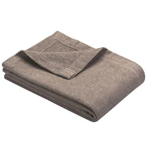 IBENA Simple Classic Solid Taupe Colored Throw Blanket Valencia