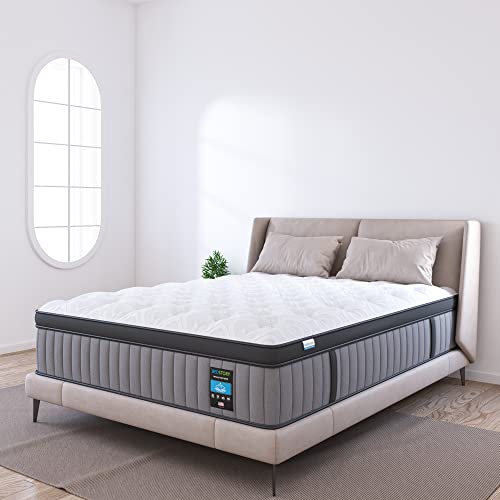 BedStory Queen Mattress 12 Inch, Supportive Hybrid Mattress in a Box Pain-Relief Extra Firm, Cooling Memory Foam & Individually Wrapped Pocket Coils Motion-Isolation No Odor CertiPUR-US Certified