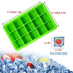 Ice Cube Tray 3 Pack Silicone Ice Tray Easy-Release Flexible 15 Ice Cube Molds, Stackable Ice Trays for Freezer, Ice Cube Size 1.2 IN for Cocktai, Whiskey, Juice, Baby Food, BPA Free