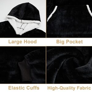 SUIFECT Wearable Blanket Hoodie, Oversized Sherpa Hoodie Blanket for Women, Men, Super Cozy & Warm Sweatshirt Hoodie Blanket, Black