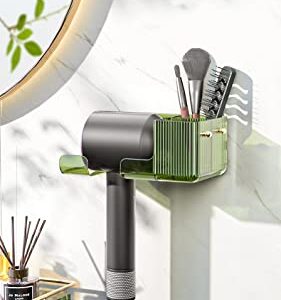 Jaugufiy Hair Dryer Wall Mount Holder with Comb Holder for Most Hair Dryer for Dyson Hair Dryer (Transparent)