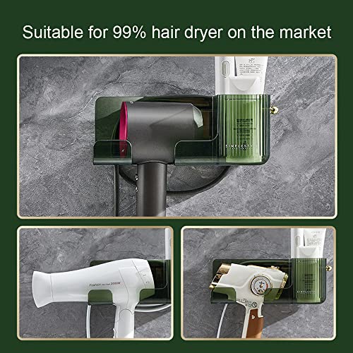 Jaugufiy Hair Dryer Wall Mount Holder with Comb Holder for Most Hair Dryer for Dyson Hair Dryer (Transparent)