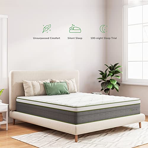 Novilla Queen Mattress,12 Inch Gel Memory Foam Hybrid Mattress in a Box with Individual Pocket Springs, Motion Isolation & Pressure Relief, Medium Firm Queen Size Bed Mattresses, vigour