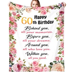 eliber happy 60th birthday gifts for women blanket 60th birthday decorations throw blanket birthday gift ideas for 60 year old 60"x50"