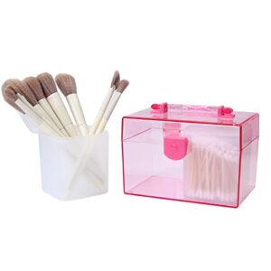 3 pack set plastic square storage bin-cabinet,cosmetic storage organizer box,cotton pads storage box, cotton swabs holder, gift box clear container fot toiletries, makeup,hair accessories,crafts