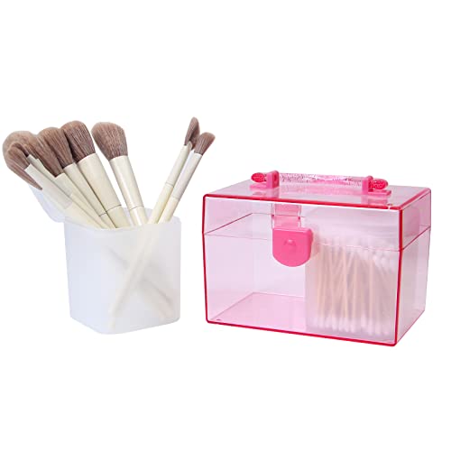 3 Pack Set Plastic Square Storage Bin-Cabinet,Cosmetic Storage Organizer Box,Cotton Pads Storage Box, Cotton Swabs Holder, Gift Box Clear Container fot Toiletries, Makeup,Hair Accessories,Crafts