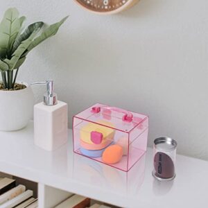 3 Pack Set Plastic Square Storage Bin-Cabinet,Cosmetic Storage Organizer Box,Cotton Pads Storage Box, Cotton Swabs Holder, Gift Box Clear Container fot Toiletries, Makeup,Hair Accessories,Crafts