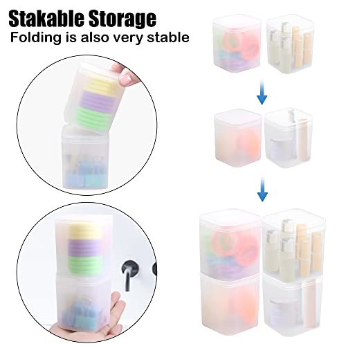 3 Pack Set Plastic Square Storage Bin-Cabinet,Cosmetic Storage Organizer Box,Cotton Pads Storage Box, Cotton Swabs Holder, Gift Box Clear Container fot Toiletries, Makeup,Hair Accessories,Crafts