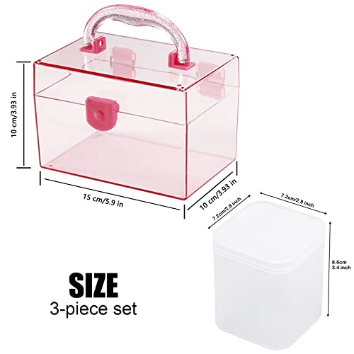 3 Pack Set Plastic Square Storage Bin-Cabinet,Cosmetic Storage Organizer Box,Cotton Pads Storage Box, Cotton Swabs Holder, Gift Box Clear Container fot Toiletries, Makeup,Hair Accessories,Crafts