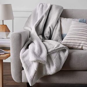 amazon basics ultra-soft micromink sherpa blanket - throw, grey
