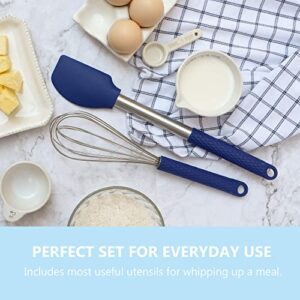 Kaiihome Silicone Kitchen Utensils Set - 12 Pieces Cooking Utensils Non-Stick Heat Resistance Silicon with Stainless Steel Handle - Blue