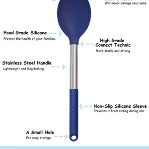 Kaiihome Silicone Kitchen Utensils Set - 12 Pieces Cooking Utensils Non-Stick Heat Resistance Silicon with Stainless Steel Handle - Blue