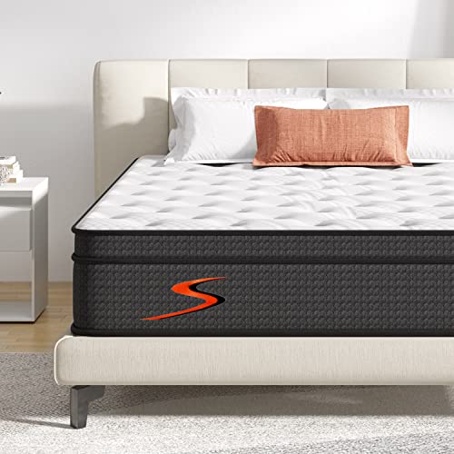 Sweetnight Queen Mattress, 12 Inch Pillow Top Queen Size Mattress in a Box, Bamboo and Gel Memory Foam Hybrid Mattress, Individually Wrapped Spring for Motion Isolation & Support, Siesta