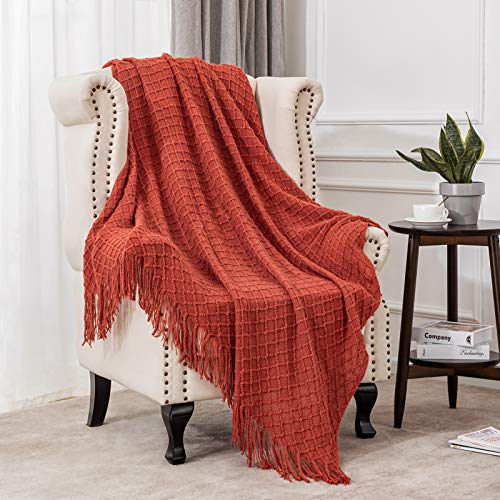 Angelhood Christmas Plaid Throw Blanket,Soft Chenille Decorative Blanket with Tassel for Couch, Sofa, Bed and Home Decor