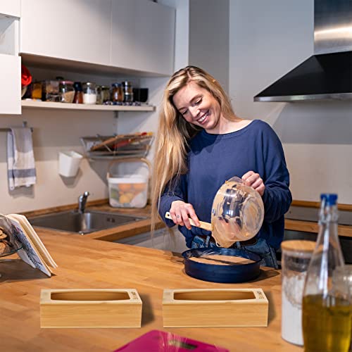 Food Storage Bag Organizer Holders Bamboo Kitchen Drawer Bag Storage 4 Pieces Separate Bag Storage Dispenser Bag Storage Box Suitable for Gallon, Sandwich, Quart, Candy and Snack Variety Size Bag