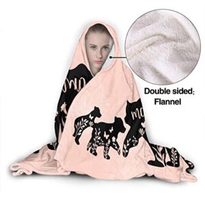 Mama Bear Wearable Blanket Super Soft Cozy Plush Hoodie Blanket Flannel Hooded Throw Blanket Wrap Cloak for Nap Travel,60"x80" for Adults