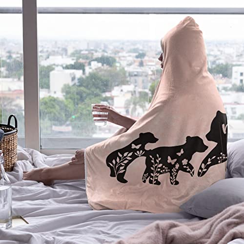 Mama Bear Wearable Blanket Super Soft Cozy Plush Hoodie Blanket Flannel Hooded Throw Blanket Wrap Cloak for Nap Travel,60"x80" for Adults