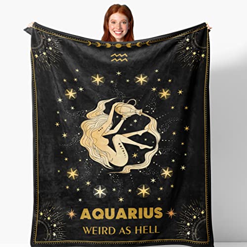 Henazin Aquarius Gifts, Aquarius Gifts for Women, Aquarius, Aquarius Decor, Aquarius Zodiac Gifts, Aquarius Astronomy Gift, Aquarius Birthday Gifts for Women Men, Aquarius Gift Throw Blanket 50"X60"