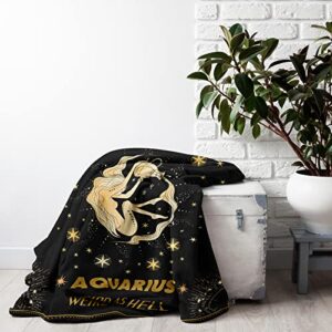 Henazin Aquarius Gifts, Aquarius Gifts for Women, Aquarius, Aquarius Decor, Aquarius Zodiac Gifts, Aquarius Astronomy Gift, Aquarius Birthday Gifts for Women Men, Aquarius Gift Throw Blanket 50"X60"