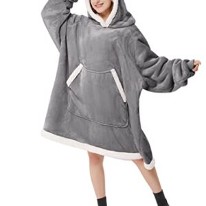 Wearable Blanket Hoodie Oversized Sweatshirt Blanket for Adults Women Men Fleece Sherpa Blanket Jacket with Sleeve Big Pocket