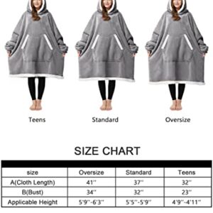 Wearable Blanket Hoodie Oversized Sweatshirt Blanket for Adults Women Men Fleece Sherpa Blanket Jacket with Sleeve Big Pocket