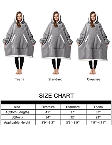 Wearable Blanket Hoodie Oversized Sweatshirt Blanket for Adults Women Men Fleece Sherpa Blanket Jacket with Sleeve Big Pocket